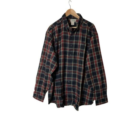 NWOT LL Bean Men XXL Shirt Button Down Top Red Green Flannel Scotch Plaid 1615 - Picture 1 of 4